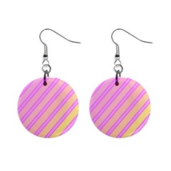 Pink And Yellow Elegant Design Mini Button Earrings by Valentinaart