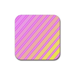 Pink And Yellow Elegant Design Rubber Coaster (square) 