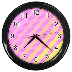 Pink And Yellow Elegant Design Wall Clocks (black)