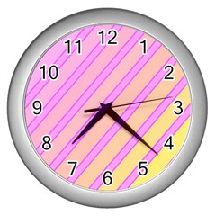 Pink And Yellow Elegant Design Wall Clocks (silver) 