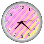 Pink and yellow elegant design Wall Clocks (Silver)  Front