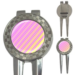 Pink And Yellow Elegant Design 3-in-1 Golf Divots