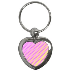 Pink And Yellow Elegant Design Key Chains (heart)  by Valentinaart