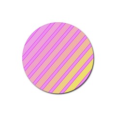 Pink And Yellow Elegant Design Rubber Round Coaster (4 Pack) 