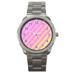 Pink And Yellow Elegant Design Sport Metal Watch