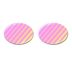 Pink And Yellow Elegant Design Cufflinks (oval)