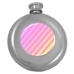 Pink And Yellow Elegant Design Round Hip Flask (5 Oz) by Valentinaart