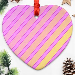 Pink And Yellow Elegant Design Heart Ornament (2 Sides) by Valentinaart