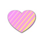 Pink and yellow elegant design Rubber Coaster (Heart)  Front