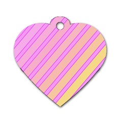 Pink And Yellow Elegant Design Dog Tag Heart (one Side)