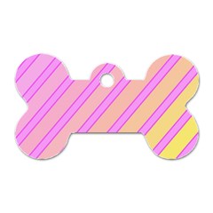 Pink And Yellow Elegant Design Dog Tag Bone (two Sides)