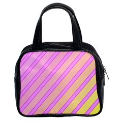 Pink And Yellow Elegant Design Classic Handbags (2 Sides)