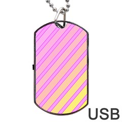 Pink And Yellow Elegant Design Dog Tag Usb Flash (one Side) by Valentinaart