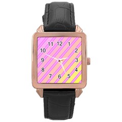 Pink And Yellow Elegant Design Rose Gold Leather Watch  by Valentinaart