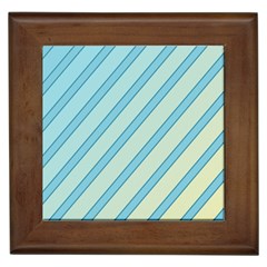 Blue Elegant Lines Framed Tiles by Valentinaart