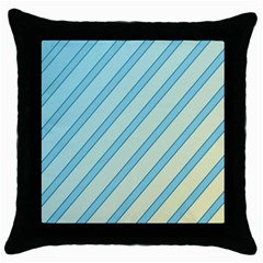 Blue Elegant Lines Throw Pillow Case (black) by Valentinaart