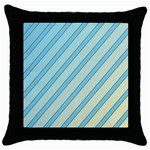 Blue elegant lines Throw Pillow Case (Black) Front