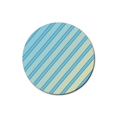 Blue Elegant Lines Rubber Round Coaster (4 Pack)  by Valentinaart