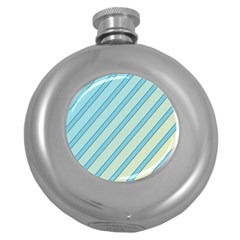 Blue Elegant Lines Round Hip Flask (5 Oz) by Valentinaart