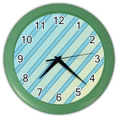 Blue Elegant Lines Color Wall Clocks by Valentinaart