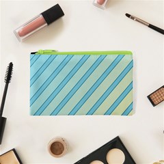 Blue Elegant Lines Cosmetic Bag (xs) by Valentinaart