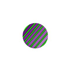 Purple And Green Lines 1  Mini Buttons