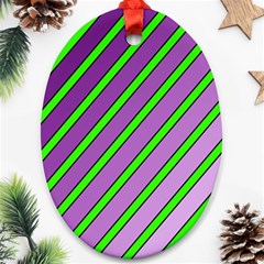 Purple And Green Lines Ornament (oval)  by Valentinaart