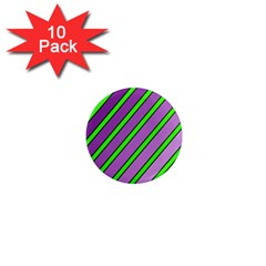 Purple And Green Lines 1  Mini Magnet (10 Pack) 