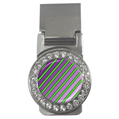 Purple And Green Lines Money Clips (cz) 