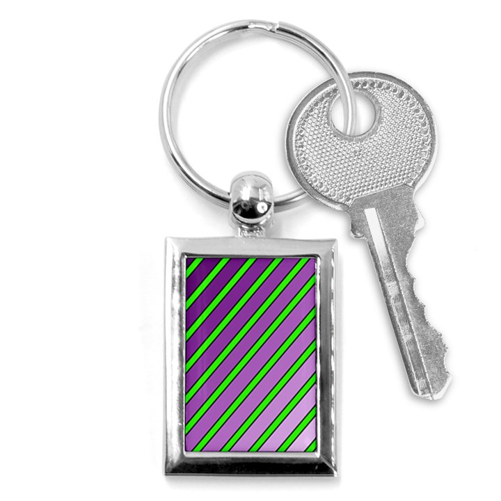 Purple and green lines Key Chains (Rectangle) 