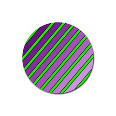 Purple And Green Lines Rubber Round Coaster (4 Pack) 