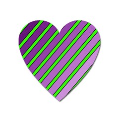 Purple And Green Lines Heart Magnet by Valentinaart