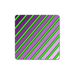 Purple And Green Lines Square Magnet