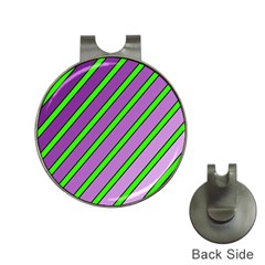 Purple And Green Lines Hat Clips With Golf Markers by Valentinaart