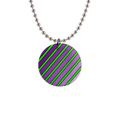 Purple And Green Lines Button Necklaces