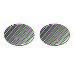 Purple And Green Lines Cufflinks (oval)