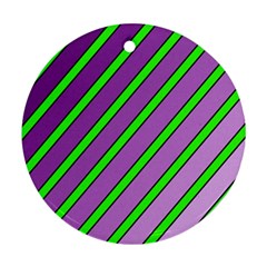 Purple And Green Lines Round Ornament (two Sides)  by Valentinaart