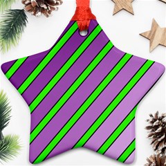 Purple And Green Lines Star Ornament (two Sides) 