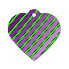 Purple And Green Lines Dog Tag Heart (one Side) by Valentinaart