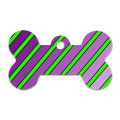 Purple And Green Lines Dog Tag Bone (two Sides)