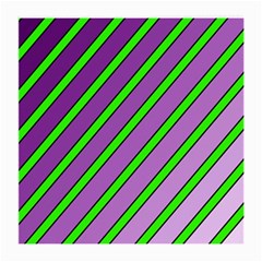 Purple And Green Lines Medium Glasses Cloth (2-side) by Valentinaart