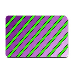 Purple And Green Lines Small Doormat  by Valentinaart