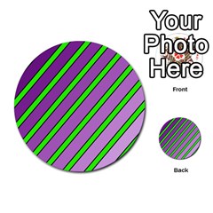 Purple And Green Lines Multi-purpose Cards (round)  by Valentinaart