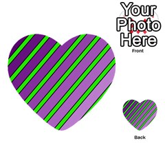 Purple And Green Lines Multi-purpose Cards (heart)  by Valentinaart