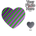 Purple and green lines Multi-purpose Cards (Heart)  Back 1