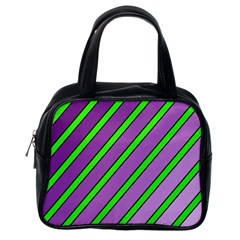 Purple And Green Lines Classic Handbags (one Side)