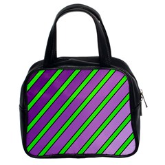 Purple And Green Lines Classic Handbags (2 Sides) by Valentinaart