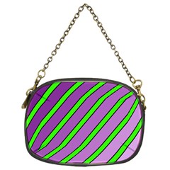 Purple And Green Lines Chain Purses (two Sides) 