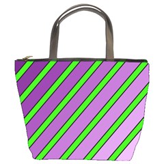 Purple And Green Lines Bucket Bags by Valentinaart