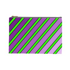 Purple And Green Lines Cosmetic Bag (large) 